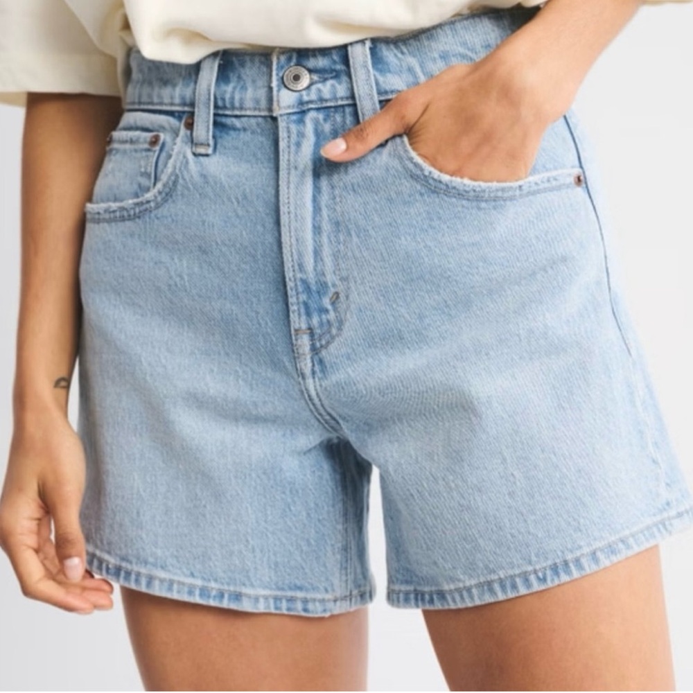 Abercrombie & Fitch Light Blue High-Rise Denim Jean Shorts